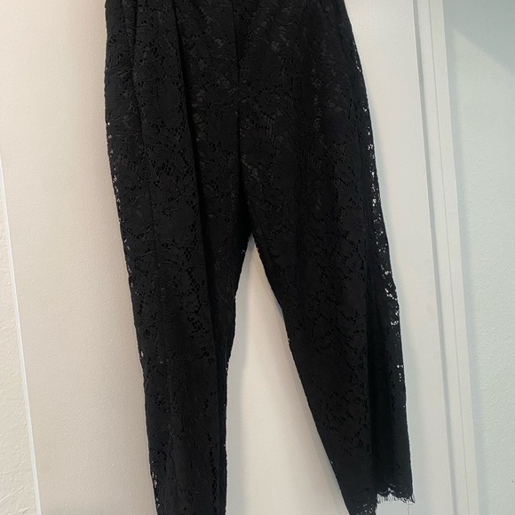 J Crew BLACK LACE Pull On Peyton Pants Size 8 High Rise Wide Leg - Picture 3 of 6